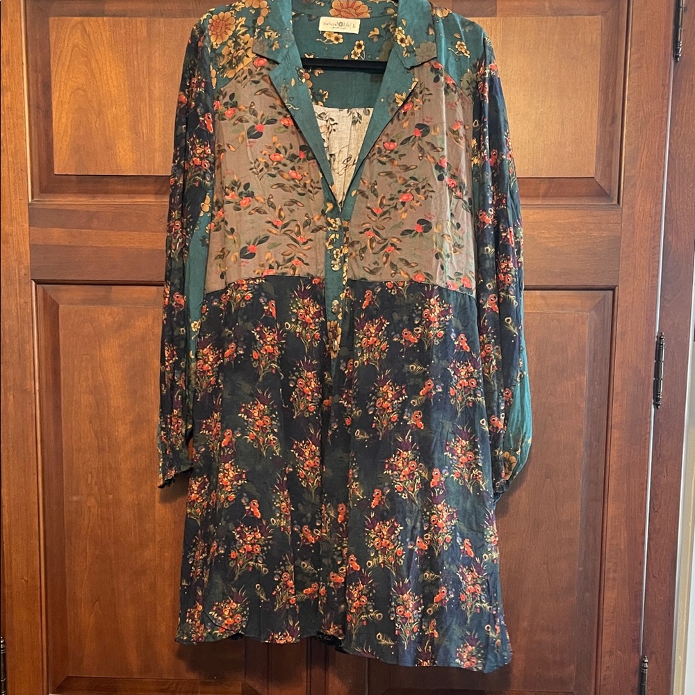 Natural Life Teal Floral Dress